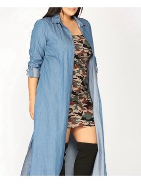 Fashion Nova Denim Duster Shirt Dress